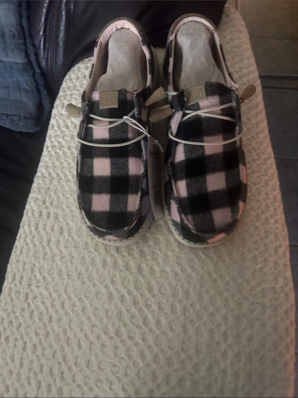 Hey Dude Women's Plaid Slip-On Sneakers - Pink & Black